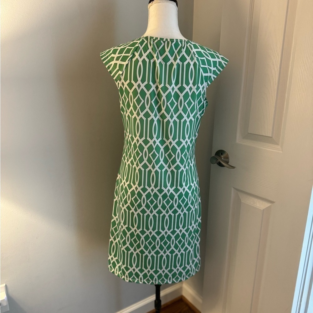 Jean-Pierre Klifa Celtic Green White Cap Sleeves Stretch Sheath MIDI Size M NWOT - Picture 7 of 9